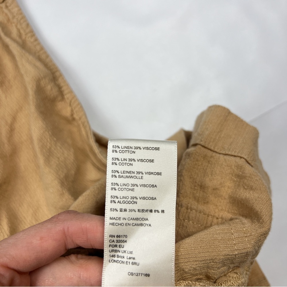 Urban Outfitters Tan Brown Ivy Tie Shoulder Linen Shortall Overalls - Picture 5 of 6